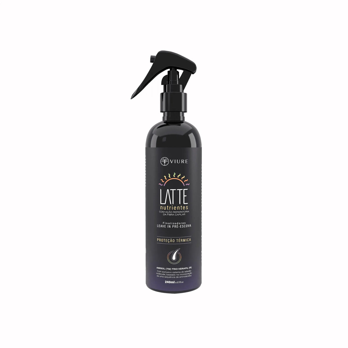 Leave in Latte Nutriente - Com amisoltrio e kerafilme, forma um filme de proteção contra danos de praia e piscina